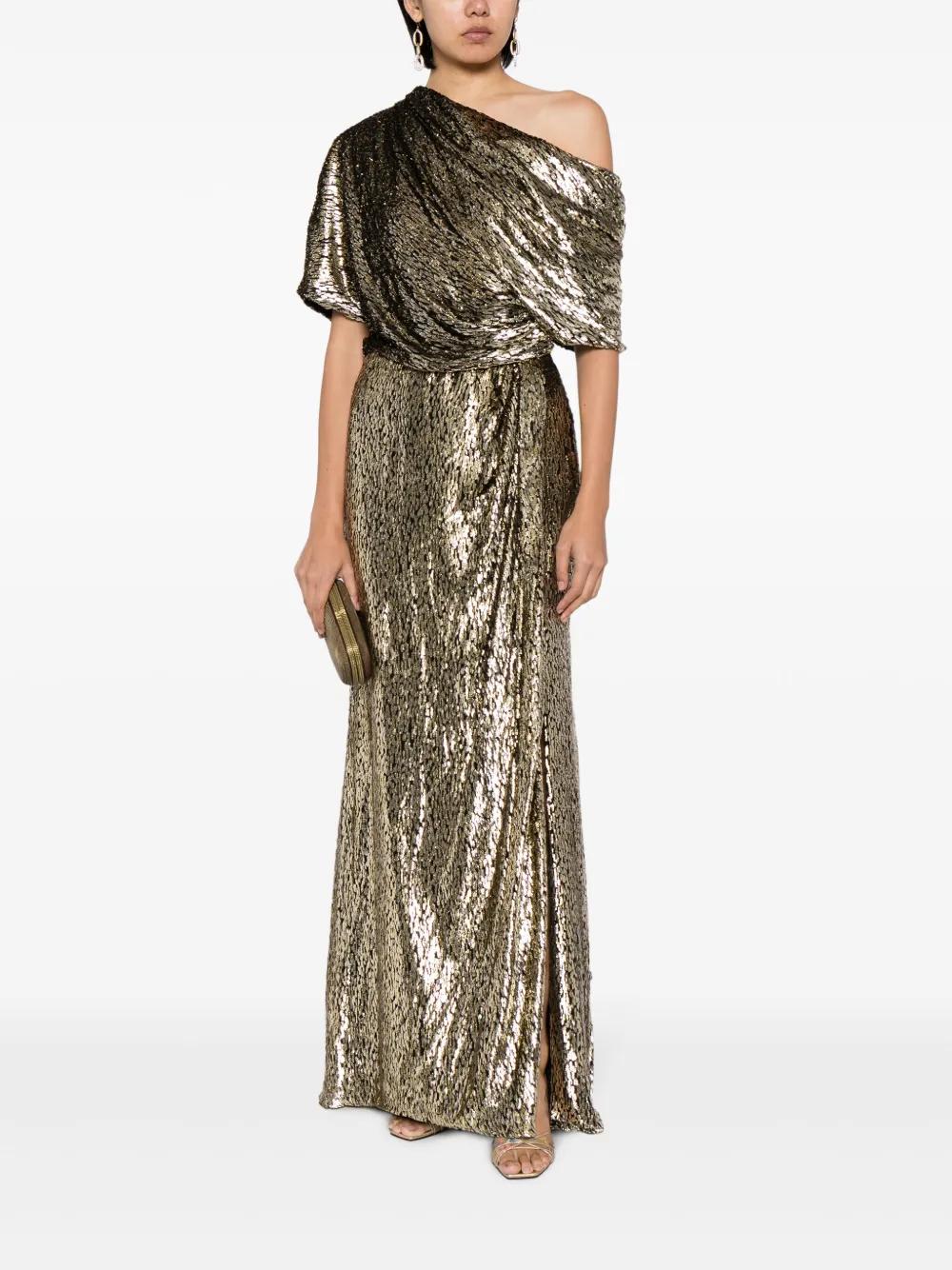 one-shoulder lamé-effect dress Product Image
