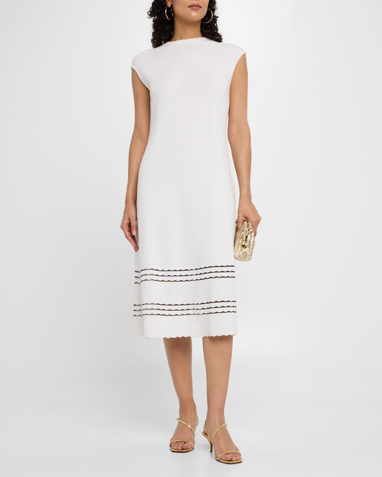 Sleeveless Scalloped Knit A-Line Midi Dress Product Image