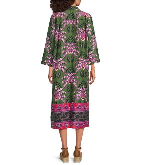 Jude Connally Kallan Decorative Frond Print Point Collar Shift Midi Dress Product Image