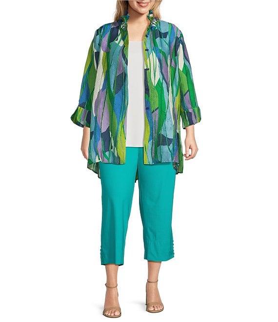 IC Collection Plus Size Slim Stretch Knit Cropped Pants Product Image