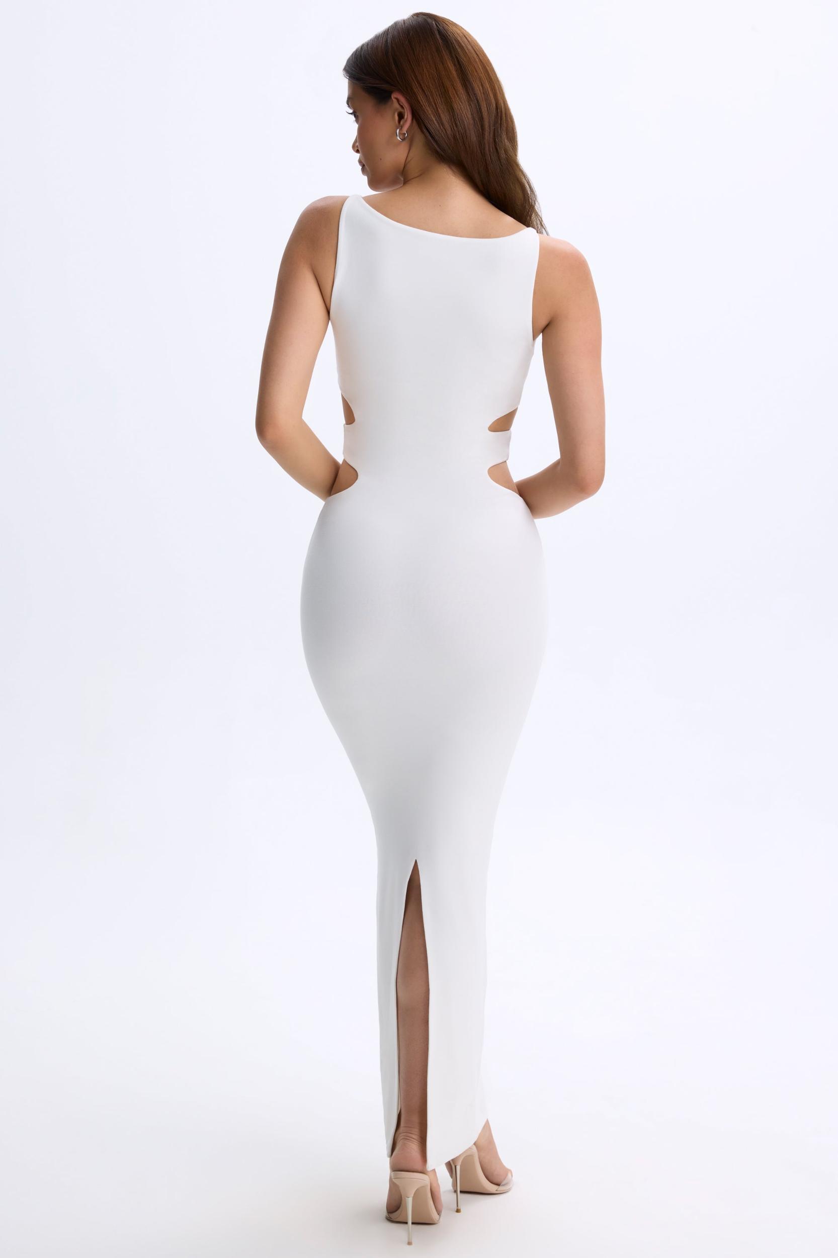 Plunge Cut-Out Maxi Dress in White Female Product Image