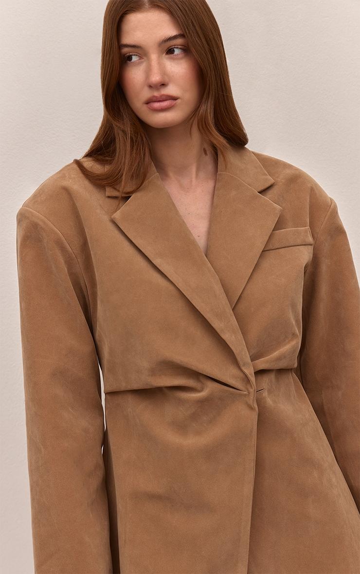 Tall Black Fur Cuff Detail Blazer Dress Product Image