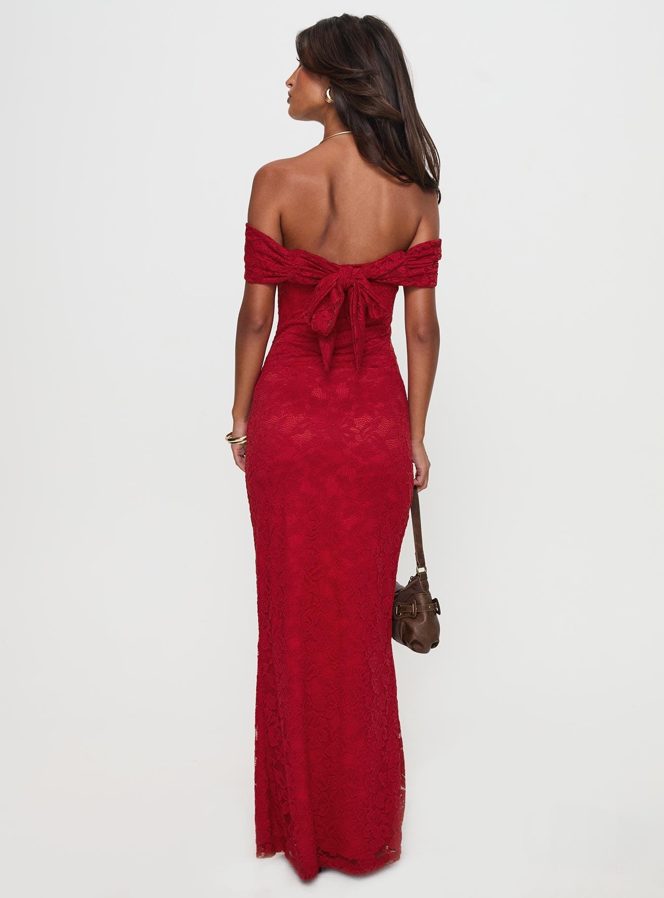 Allured Strapless Maxi Dress Burgundy Product Image