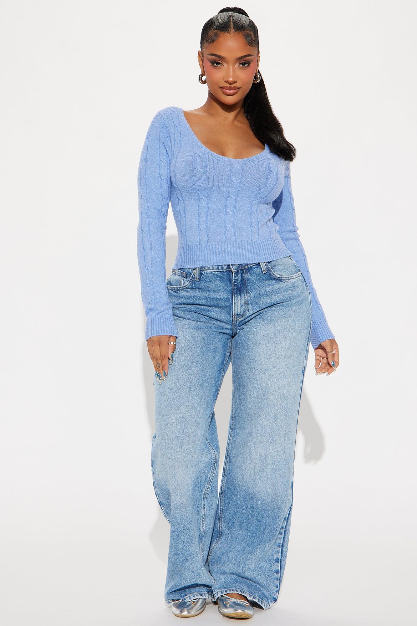 Silver Lake Cable Knit Sweater - Blue Product Image