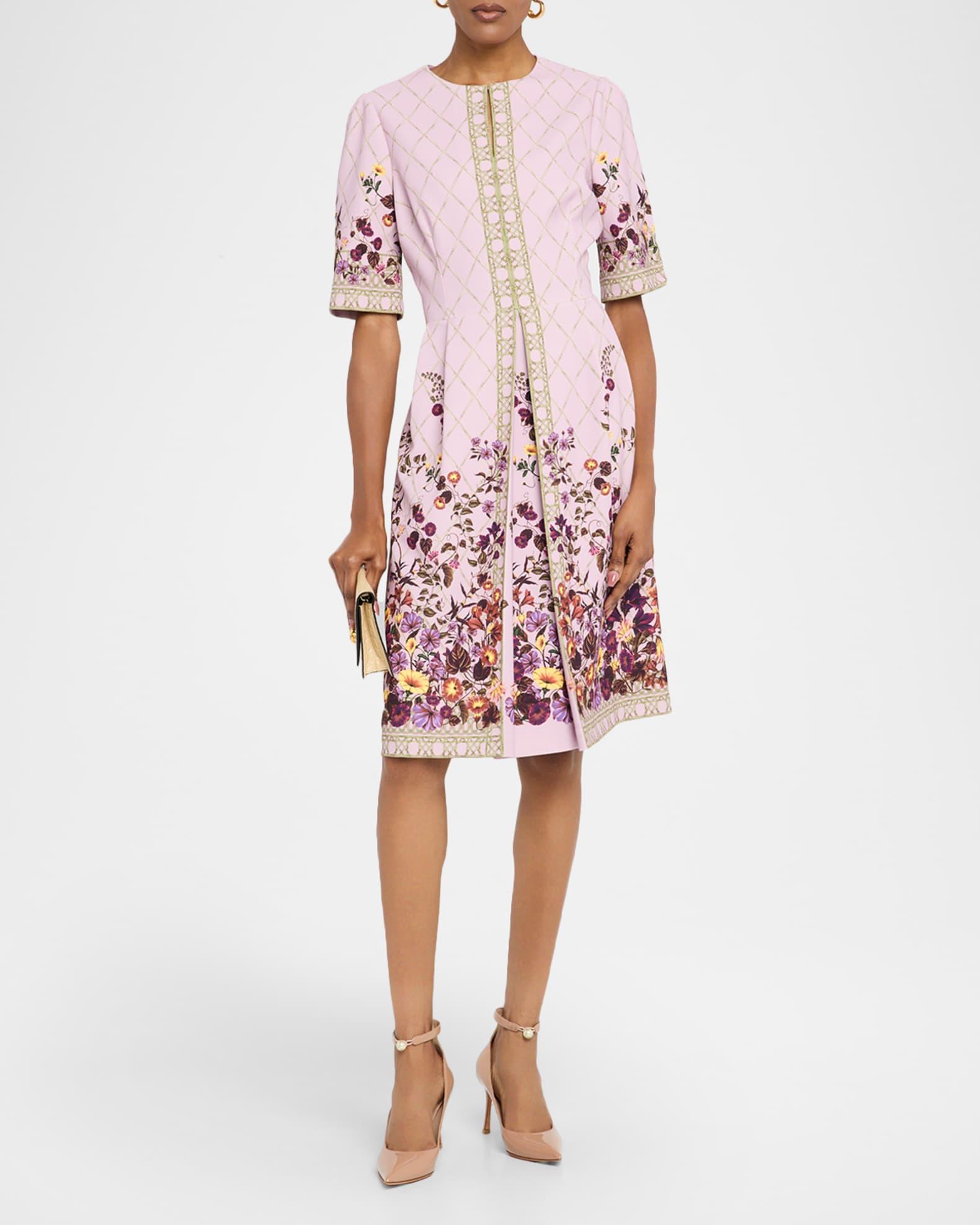 Pleated Floral-Print Crepe Dress Product Image
