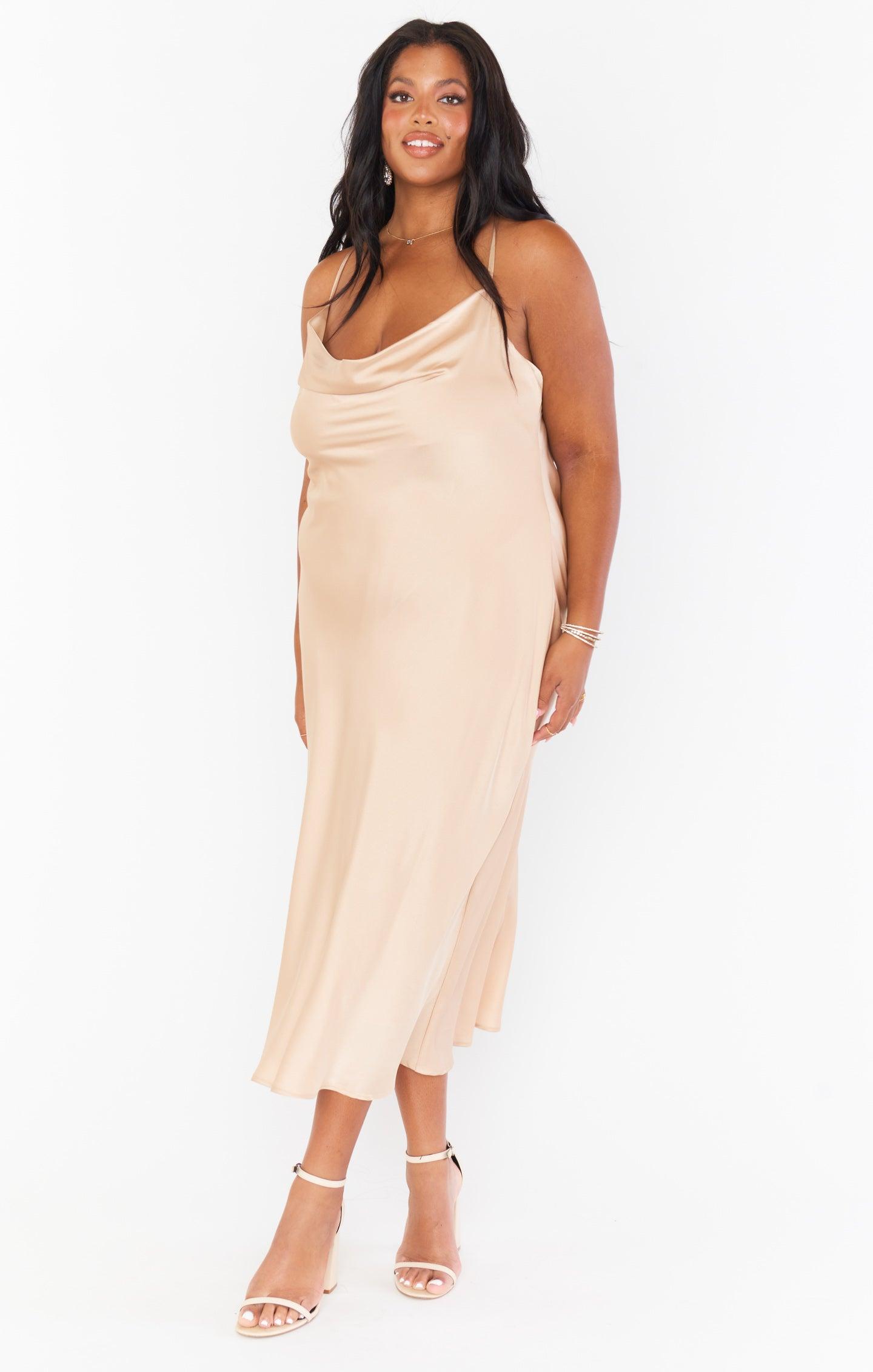 Verona Cowl Dress ~ Champagne Luxe Satin Product Image