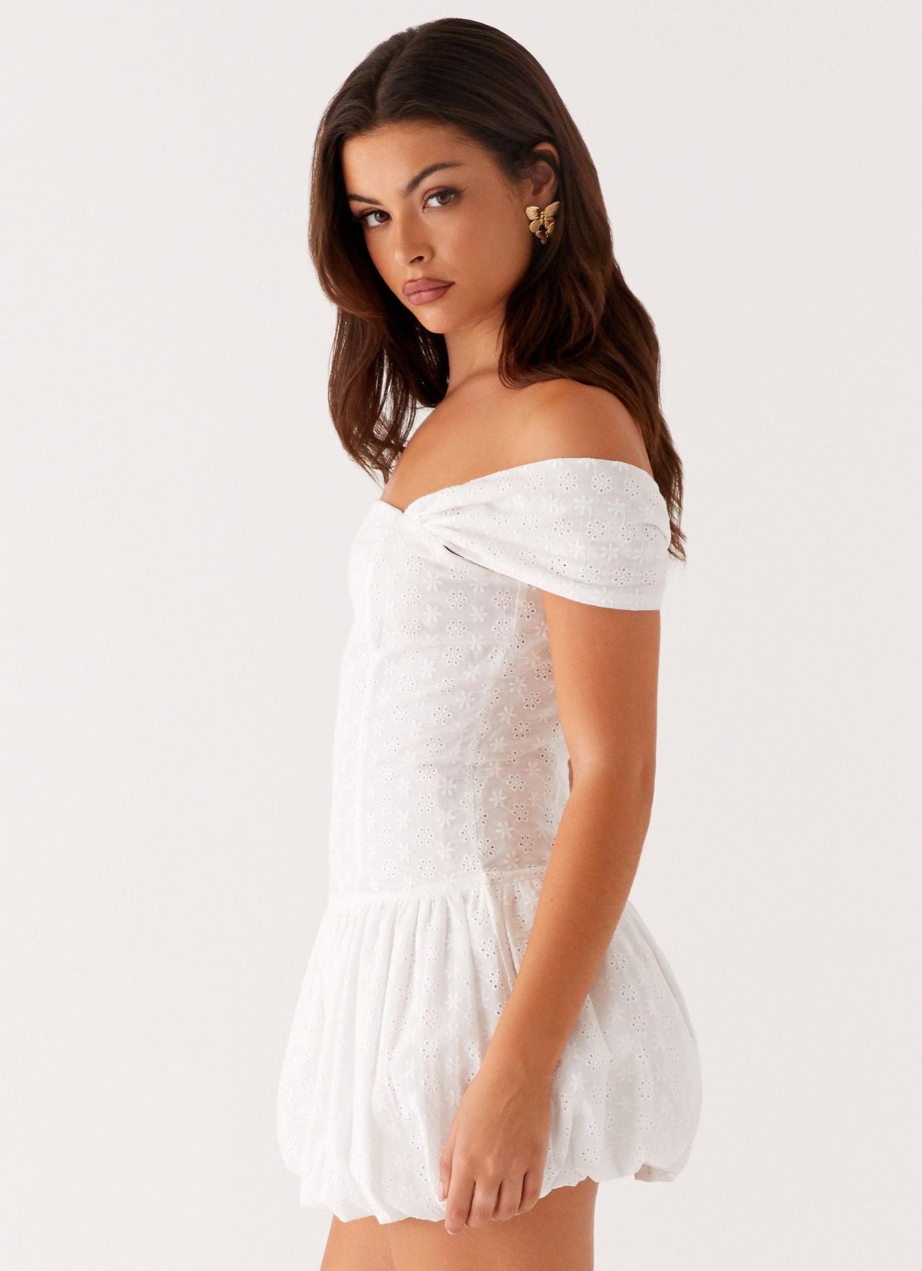 Vida Off Shoulder Mini Dress - White Product Image