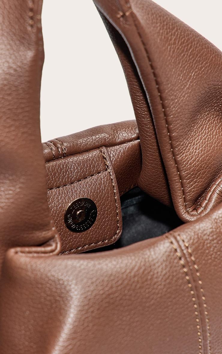 Chocolate Slouchy Mini Pu Handbag Product Image