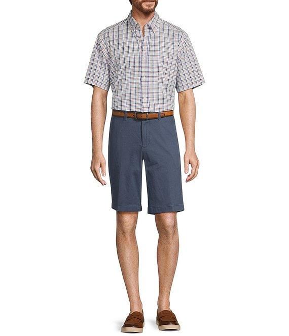 Roundtree & Yorke Short Sleeve Small Plaid Poplin Sport Shirt Product Image