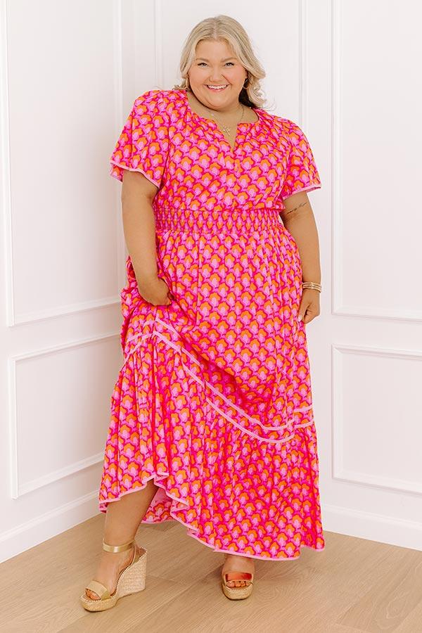 Santorini Bliss Maxi Dress in Pink Curves Product Image