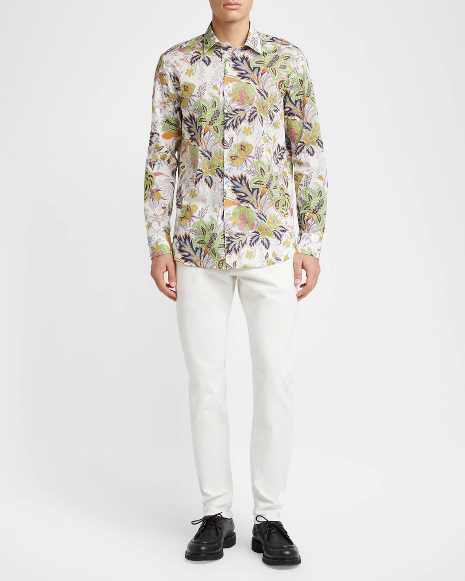 Men's Cotton Floral Palm Sport Shirt Product Image