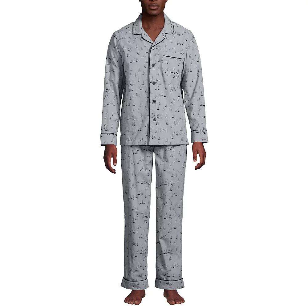Men's Lands' End Essential Long Sleeve Top & Pants Pajama Set,  Product Image