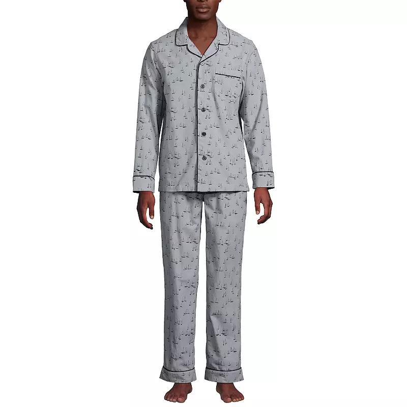 Men's Lands' End Essential Long Sleeve Top & Pants Pajama Set,  Product Image