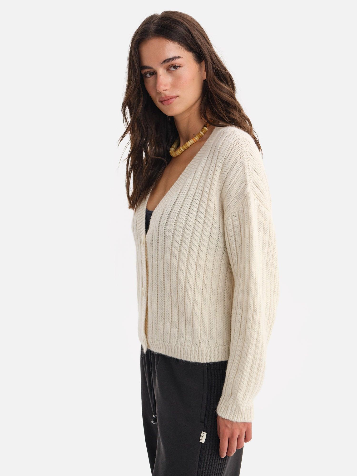 Luxe Alpaca Ribbed Cardigan Female Product Image