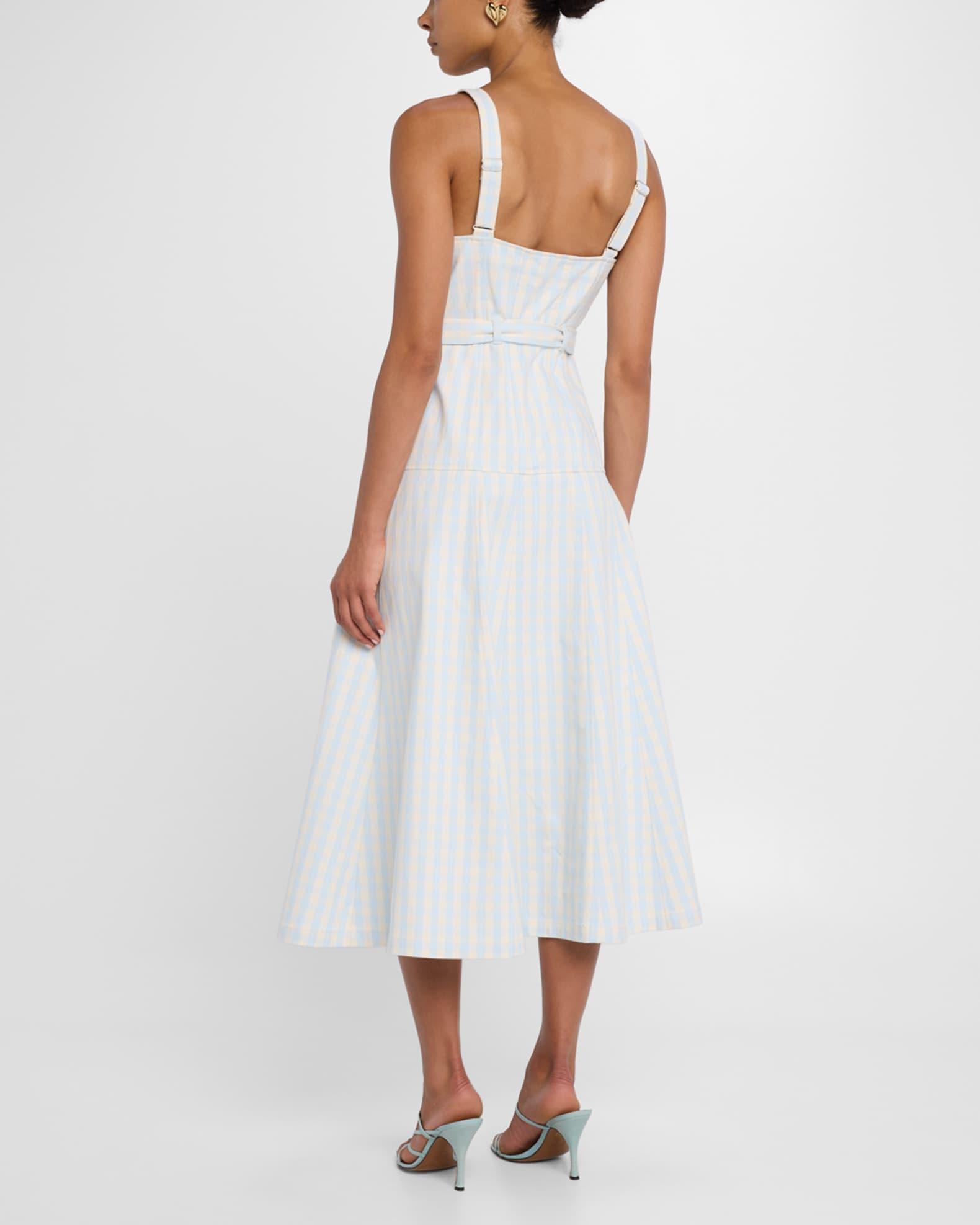Tina Gingham Denim Midi Dress Product Image
