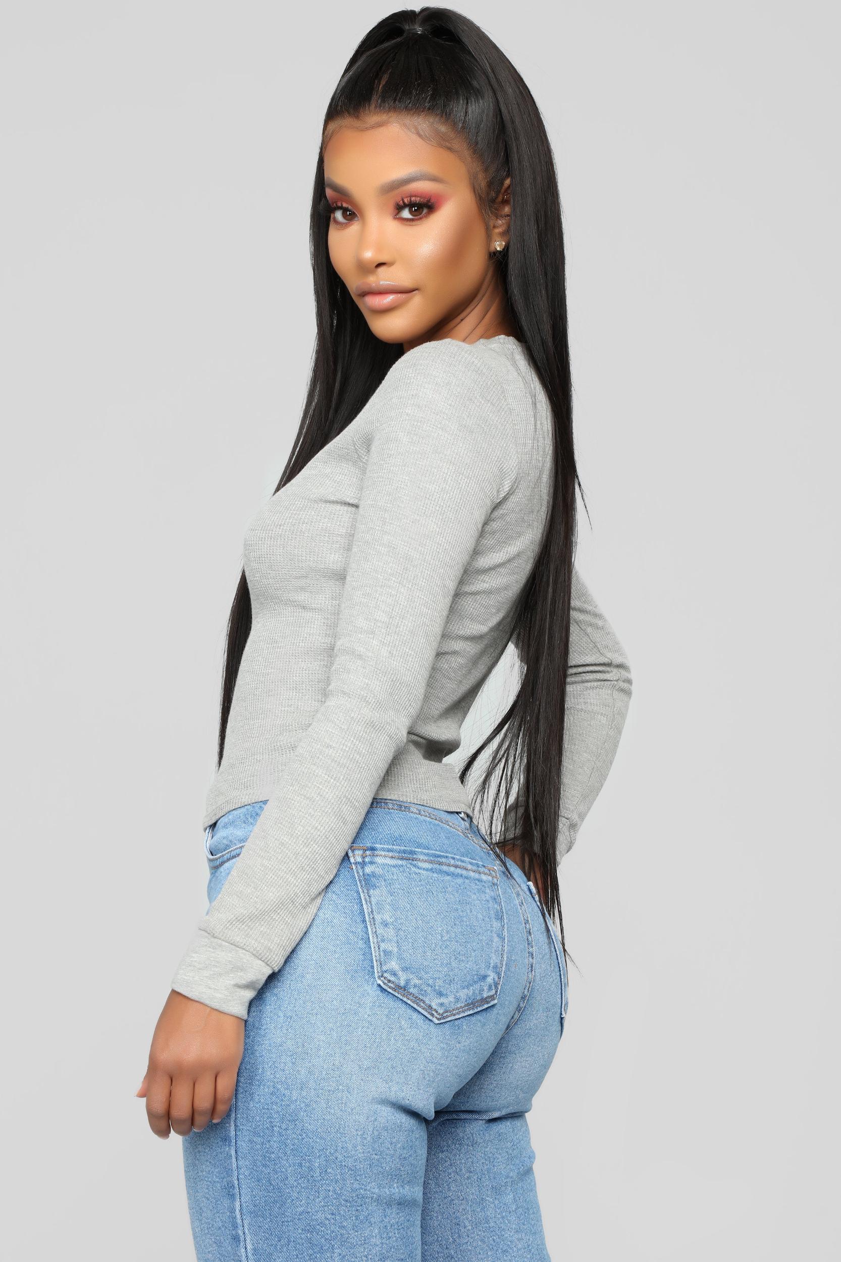 My Favorite Henley Top - HeatherGrey Product Image