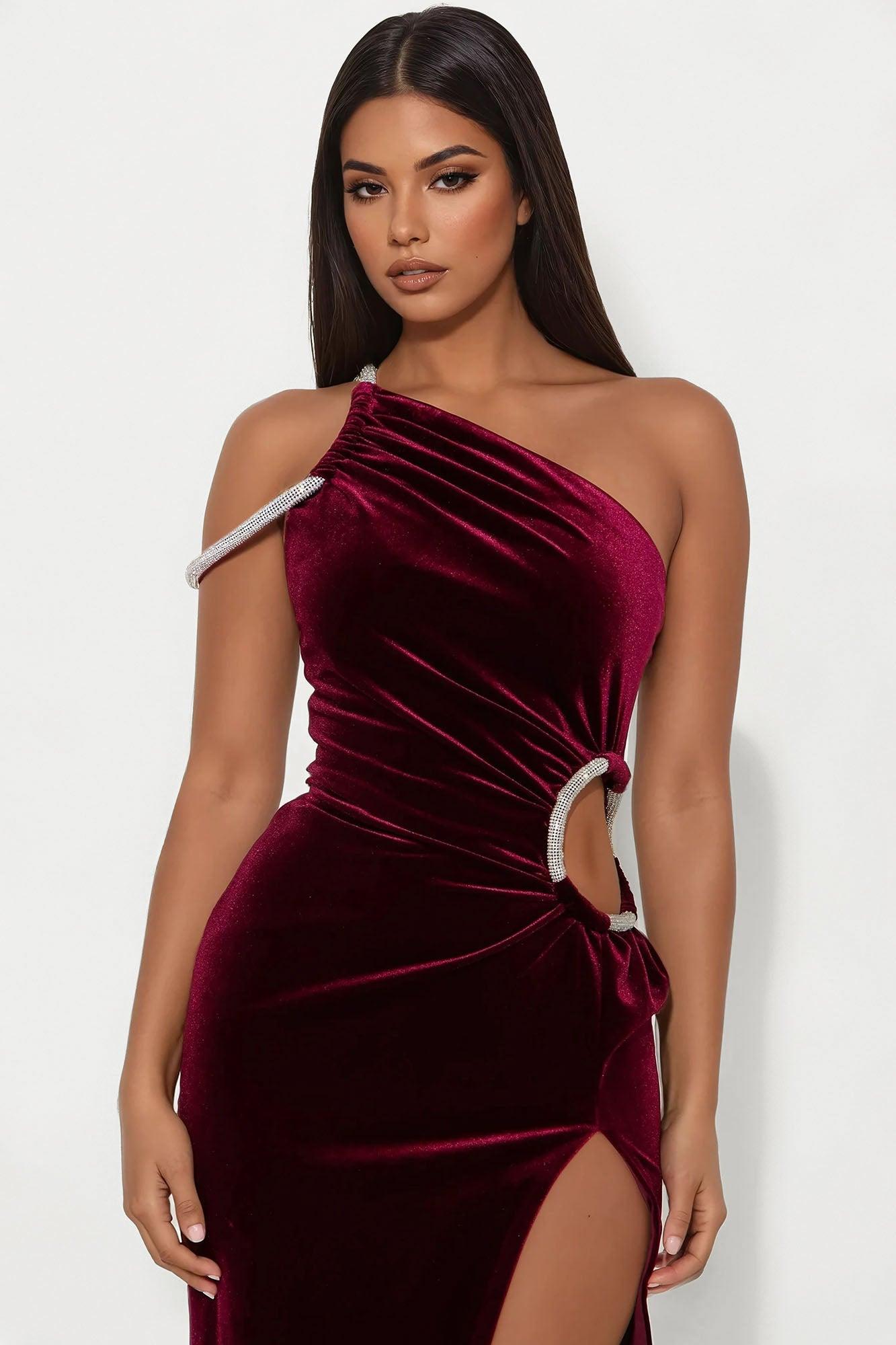 Jewel Velvet Gown - Burgundy Female Product Image