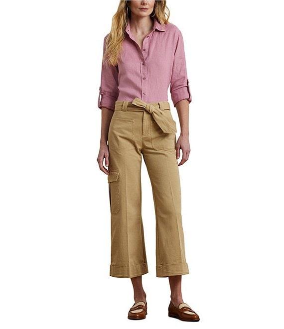 Lauren Ralph Lauren Twill Self Belt Wide Leg Cargo Pants Product Image