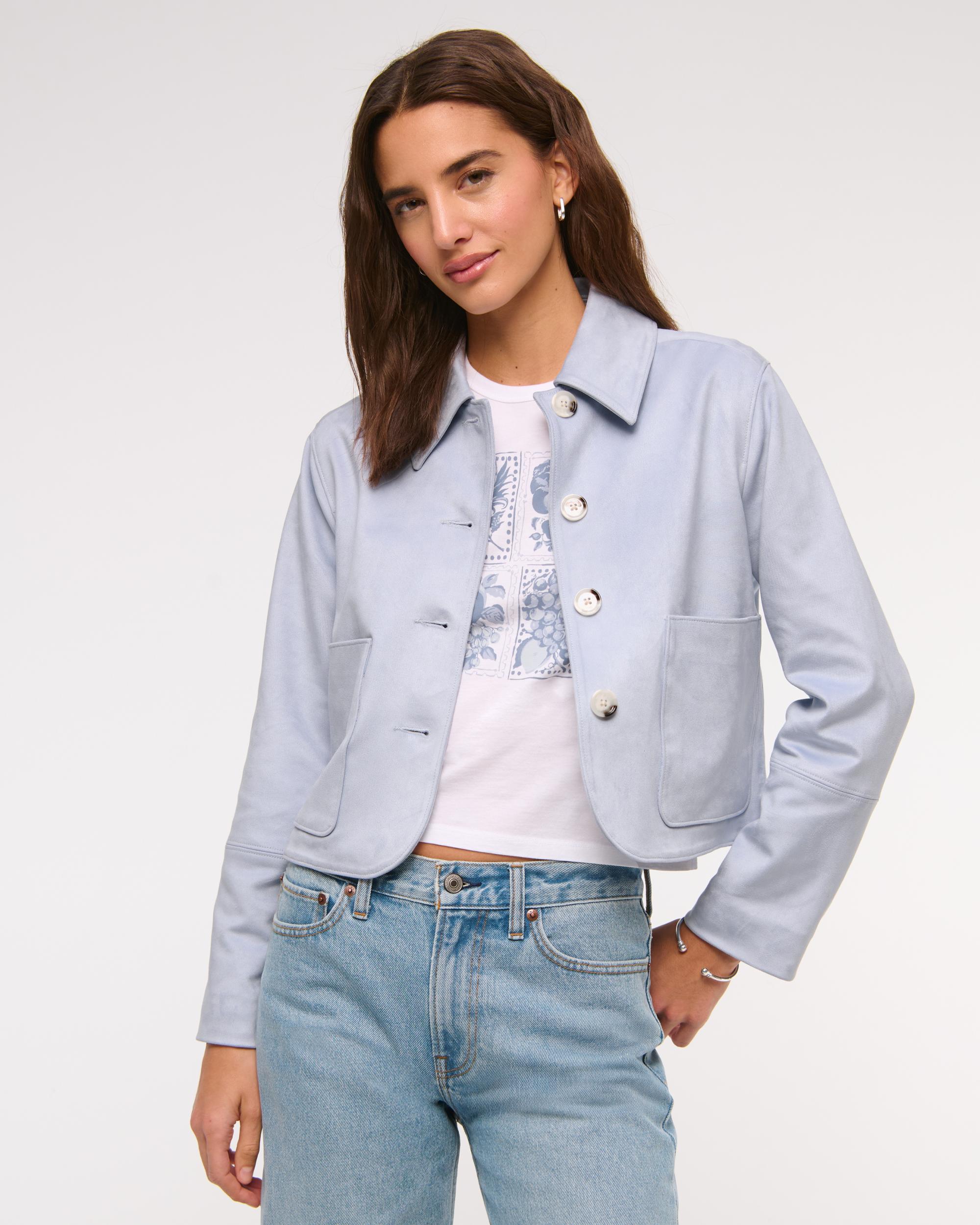 Vegan Suede Button-Through Jacket Product Image