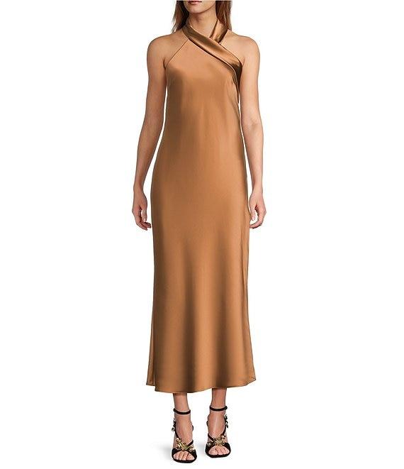 Antonio Melani Darah Satin Halter Neck Sleeveless Dress Product Image