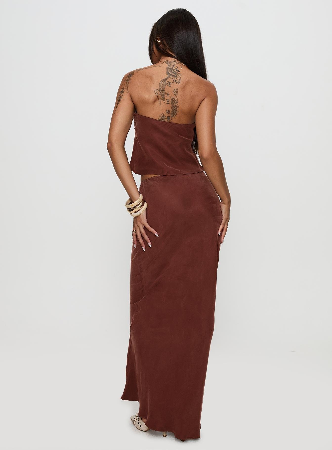 Lucelia Maxi Skirt Brown Product Image