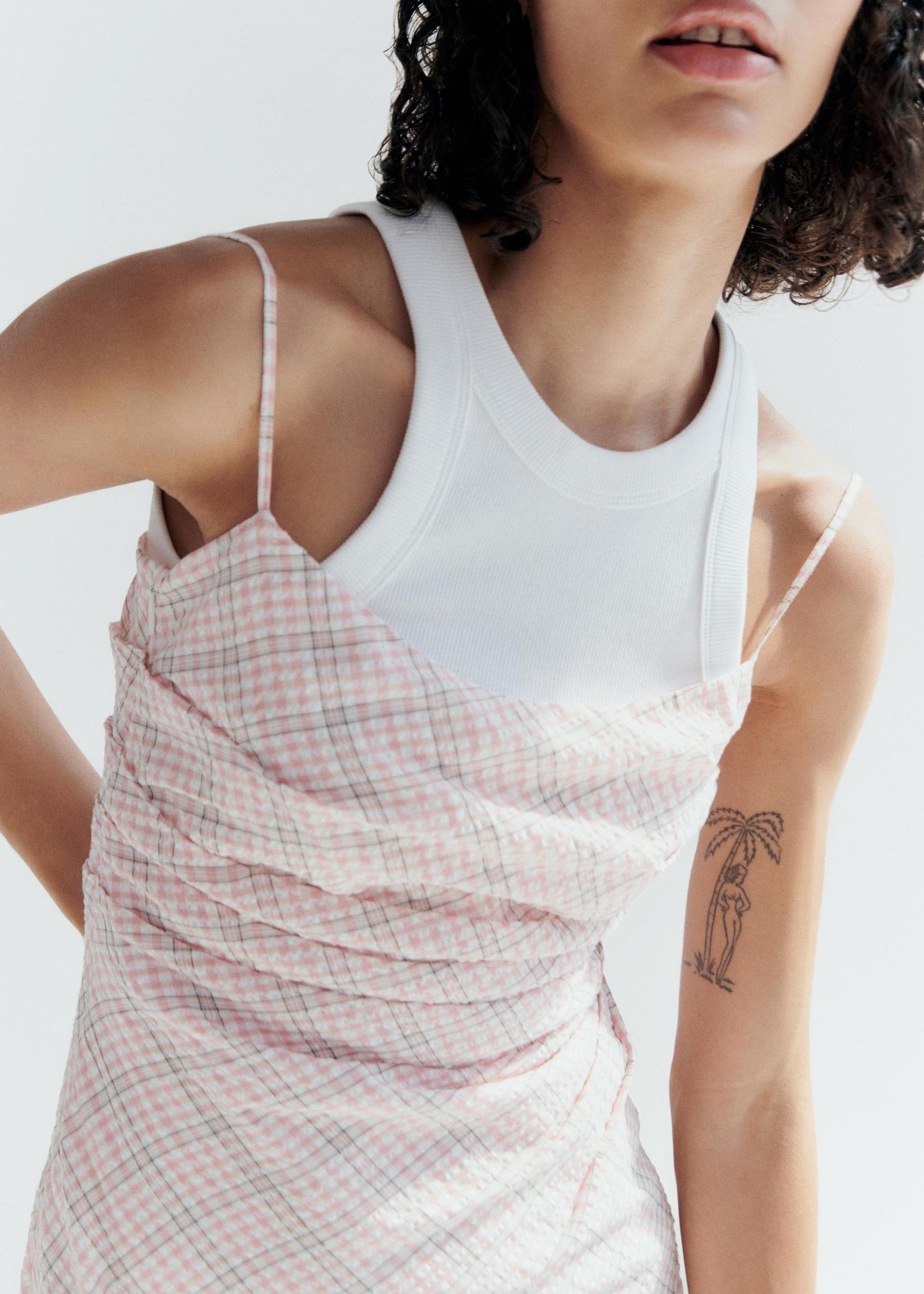 Check-print midi-dress - Women | MANGO USA Product Image