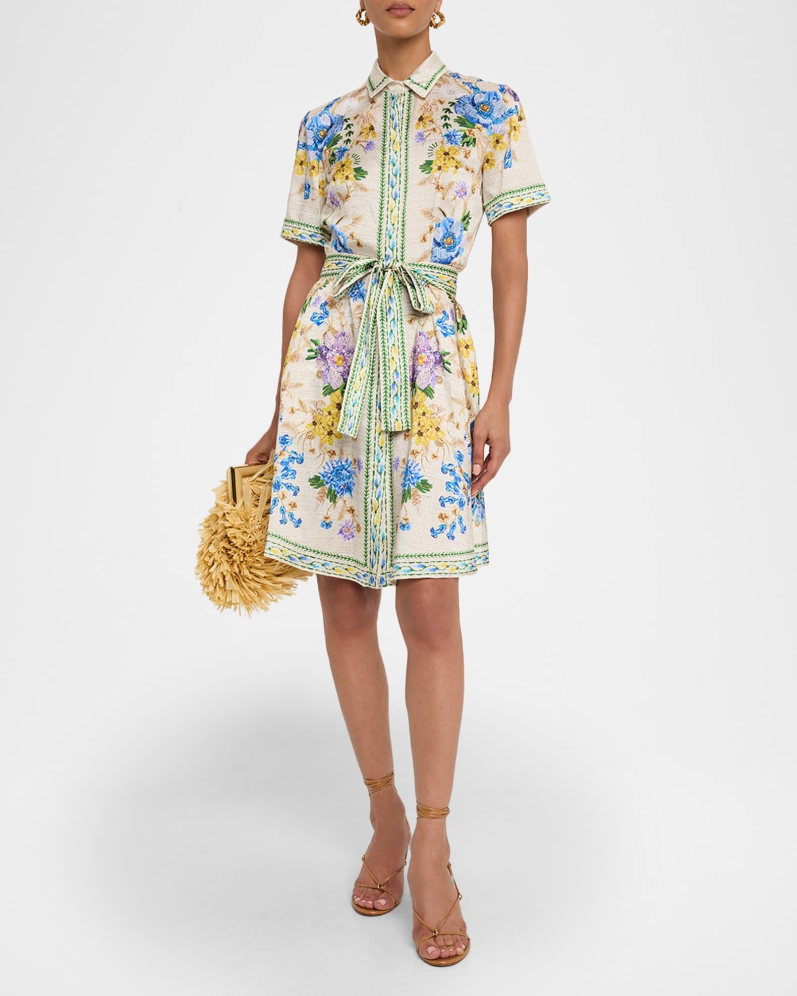 Chima Printed Short-Sleeve Belted Shirtdress Product Image
