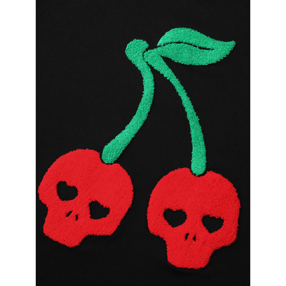 Plus Size Cherry Skull Back Adjustable Straps Midi Dress Black Women Cocktail Tie knot Party Curvy Bloomchic 26/4X Product Image