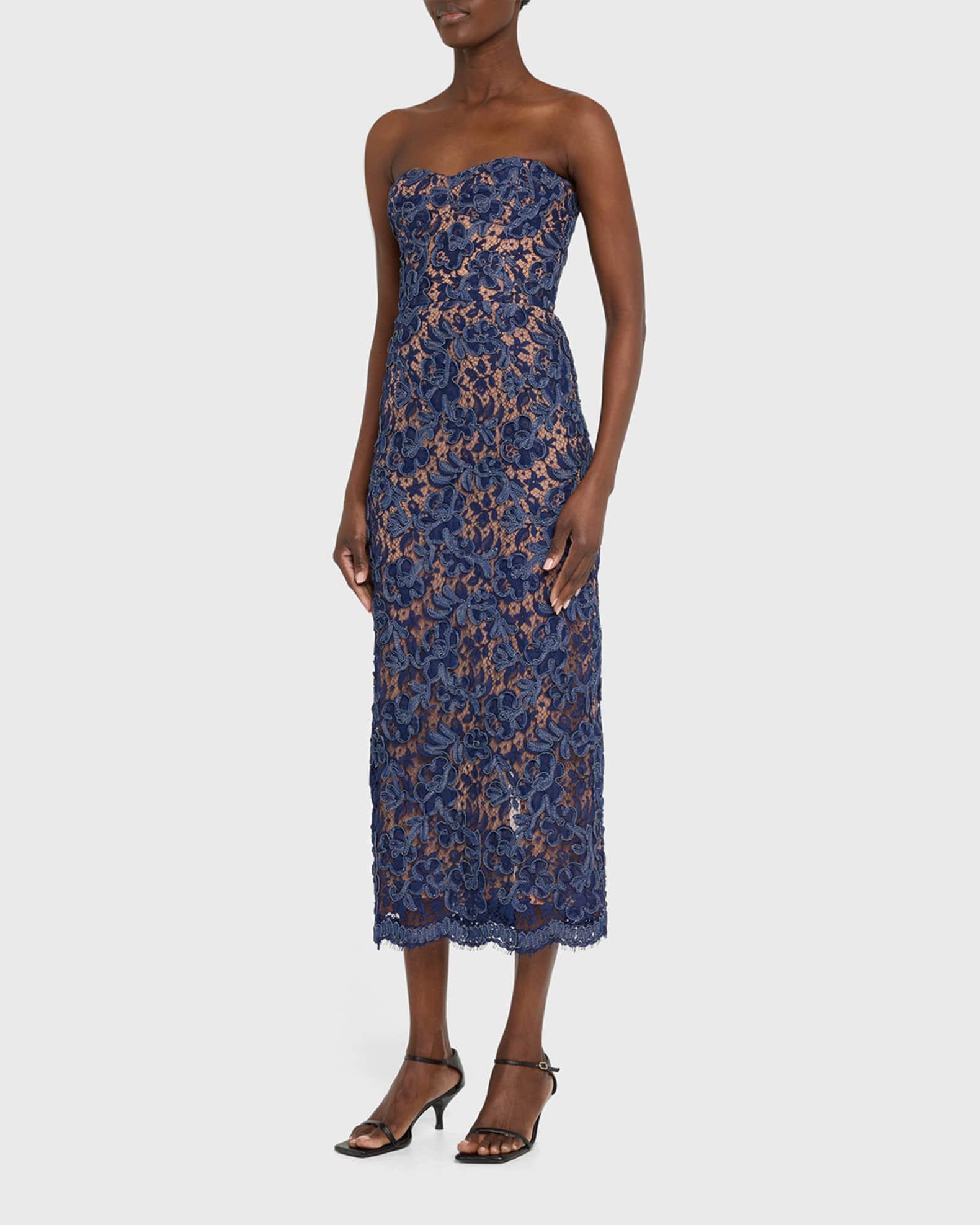 Strapless Lace Sheath Midi Dress Product Image