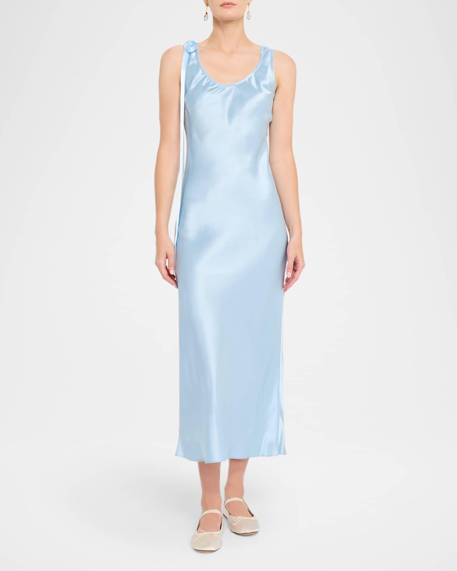 Scoop-Neck Satin Maxi Camisole Dress Product Image