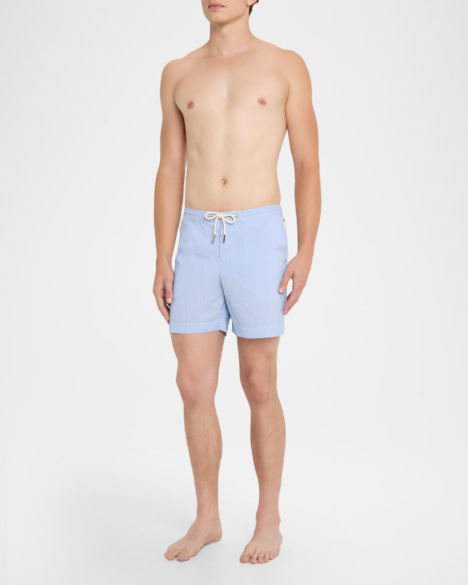 Men's Bulldog Mid-Length Seersucker Stripe Swim Shorts Product Image