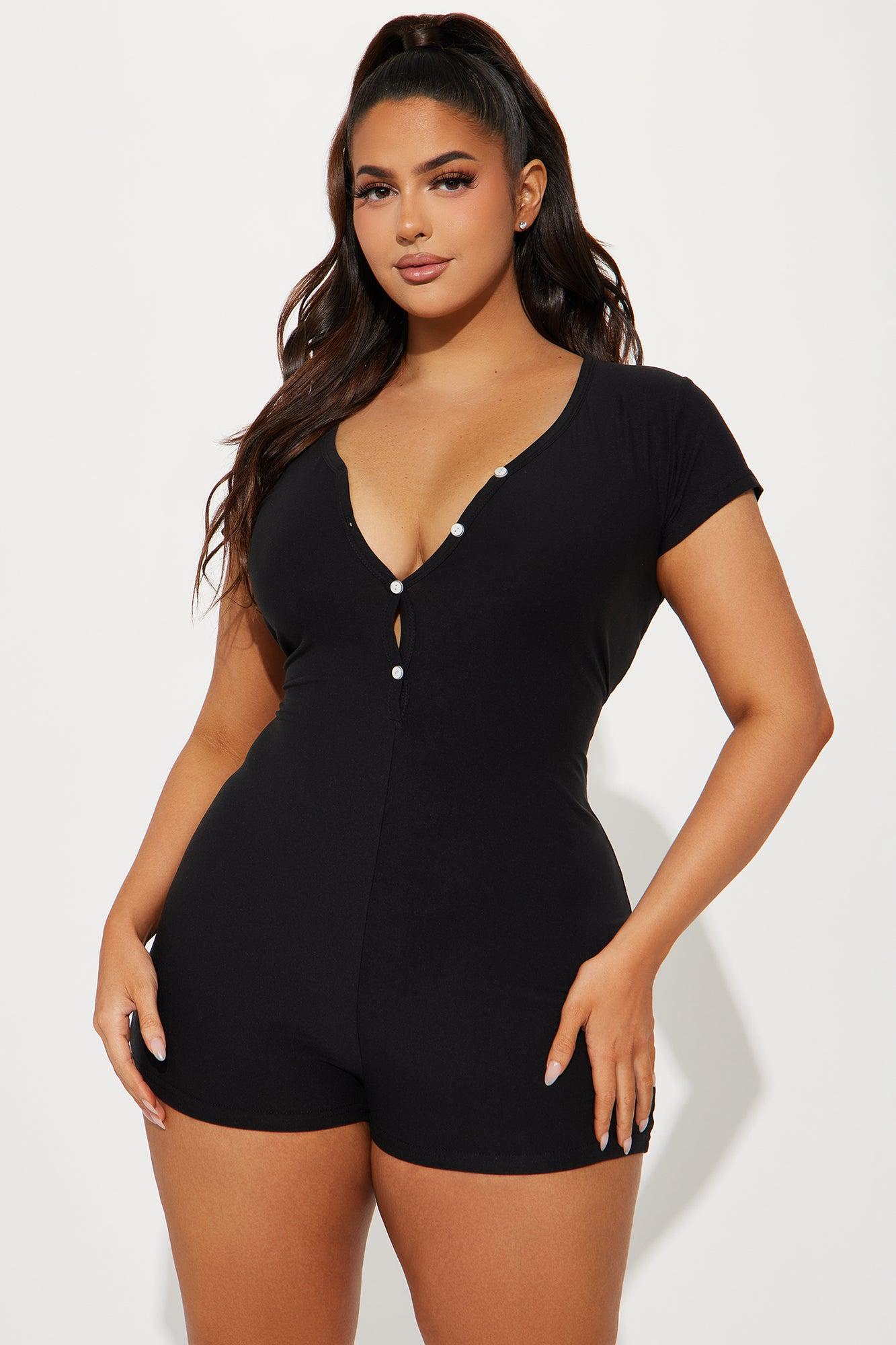 Sad And Horny PJ Romper Onesie - Black Product Image