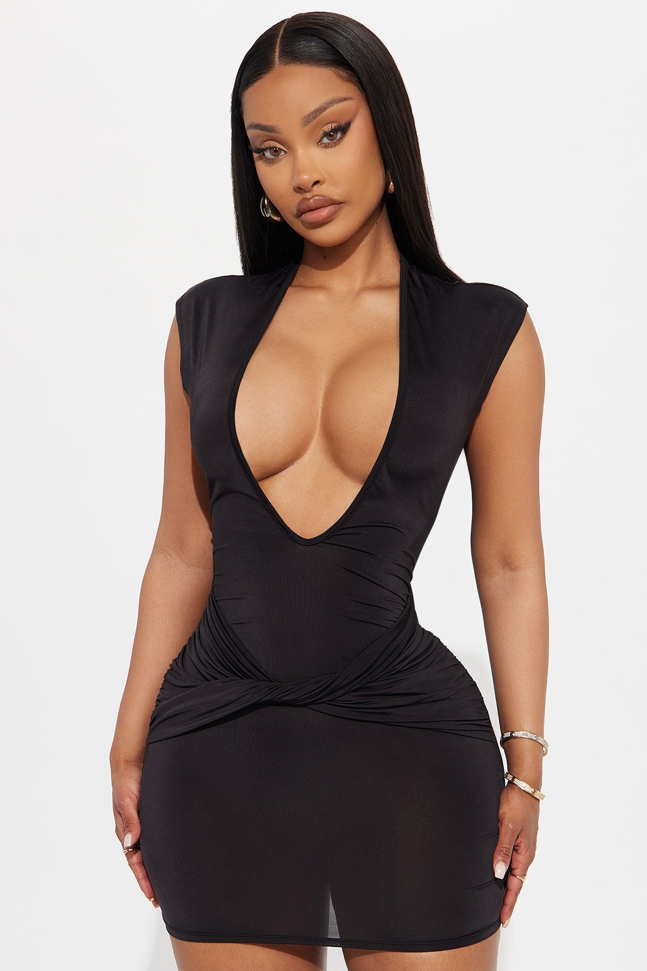 Sylvina Short Sleeve Mini Dress - Black Product Image