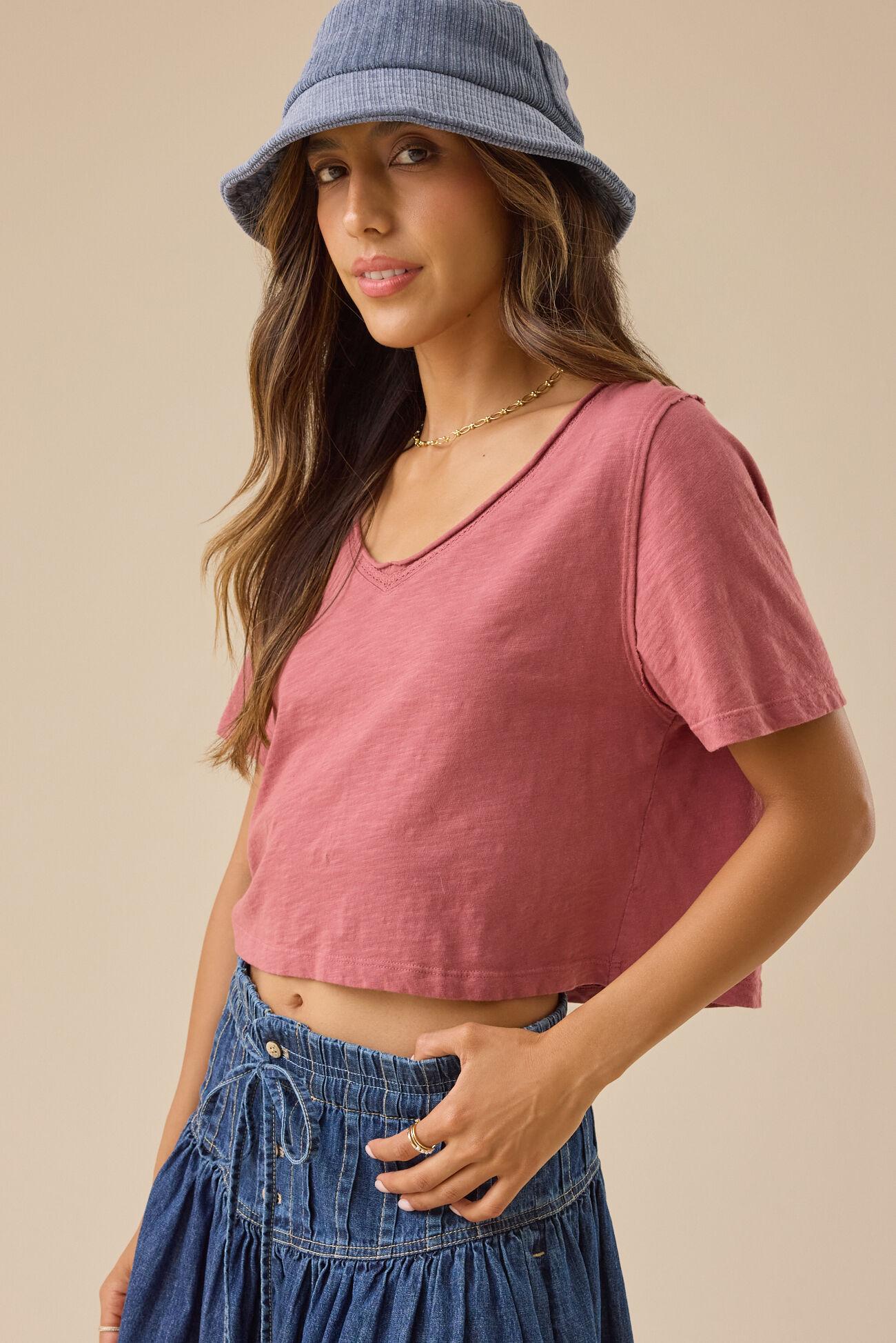 Charly Lace Trim Cropped Tee Product Image