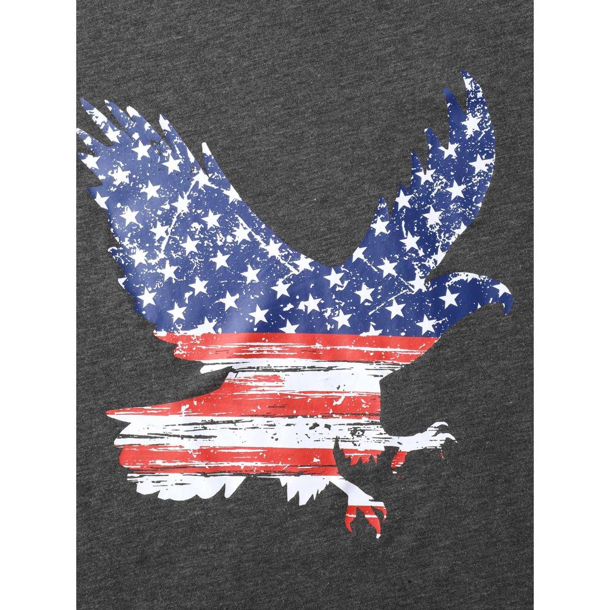 Plus Size Stars and Stripes Curvy Hem Tank Top Women DimGray Leisure Non Round Neck Casual Tank Tops Camis BloomChic 22-24/3X Product Image