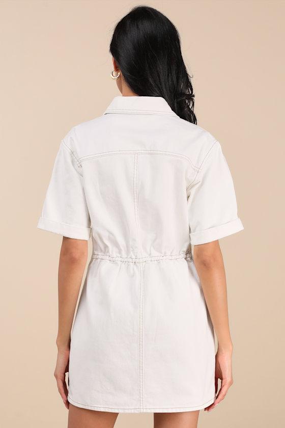 Renske White Denim Button-Front Mini Dress Product Image