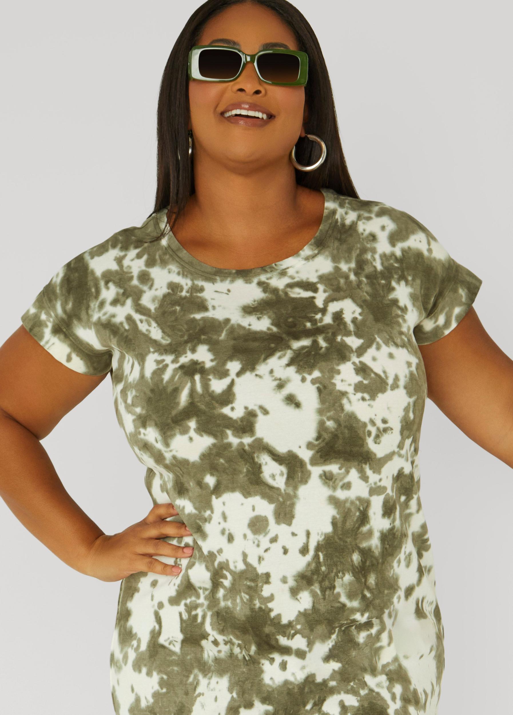 Plus Size Tie Dyed Cotton T Shirt Dress Ashley Stewart Product Image