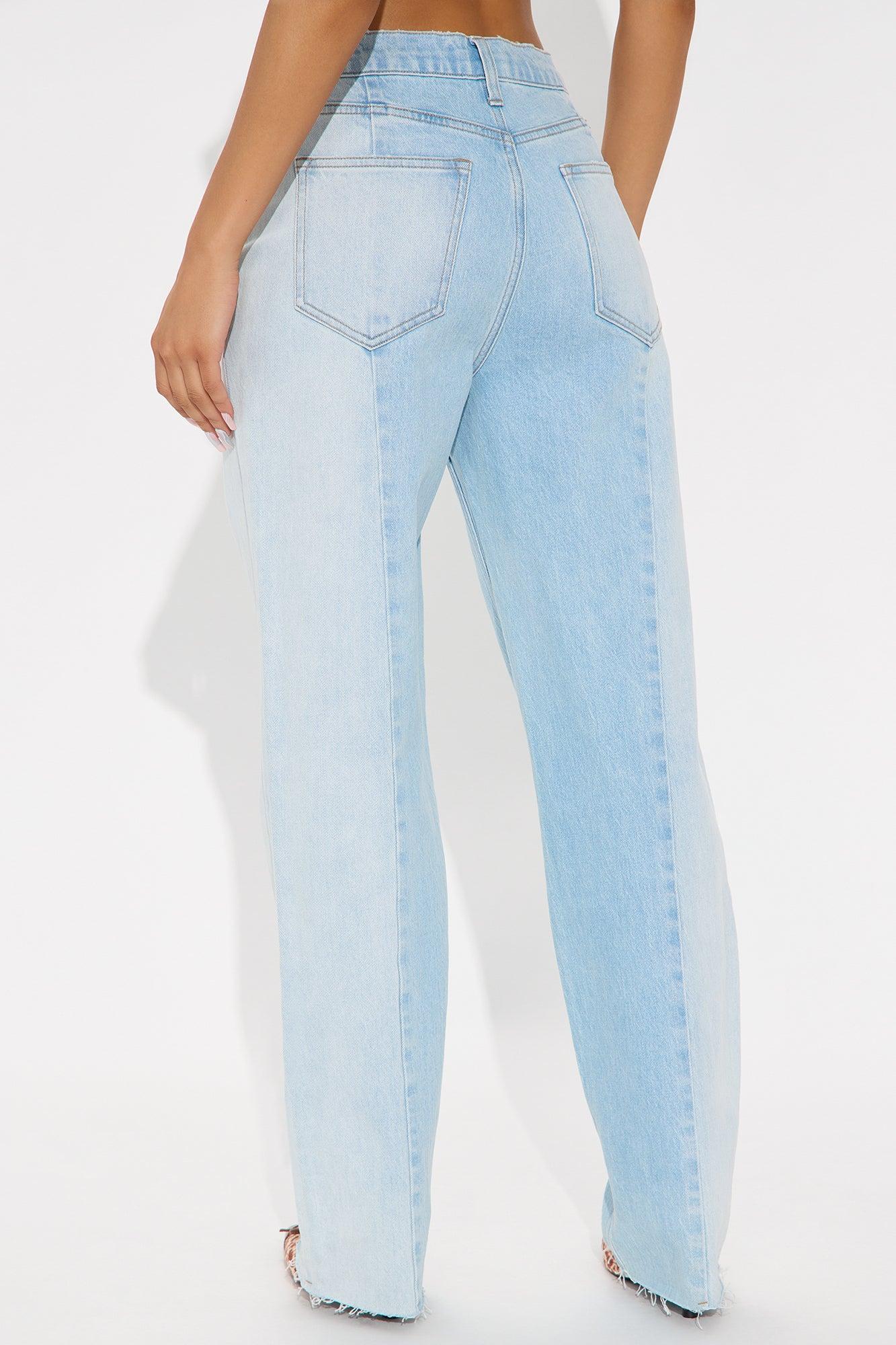 Andi Two Tone Straight Leg Jeans - Light Wash Female Product Image