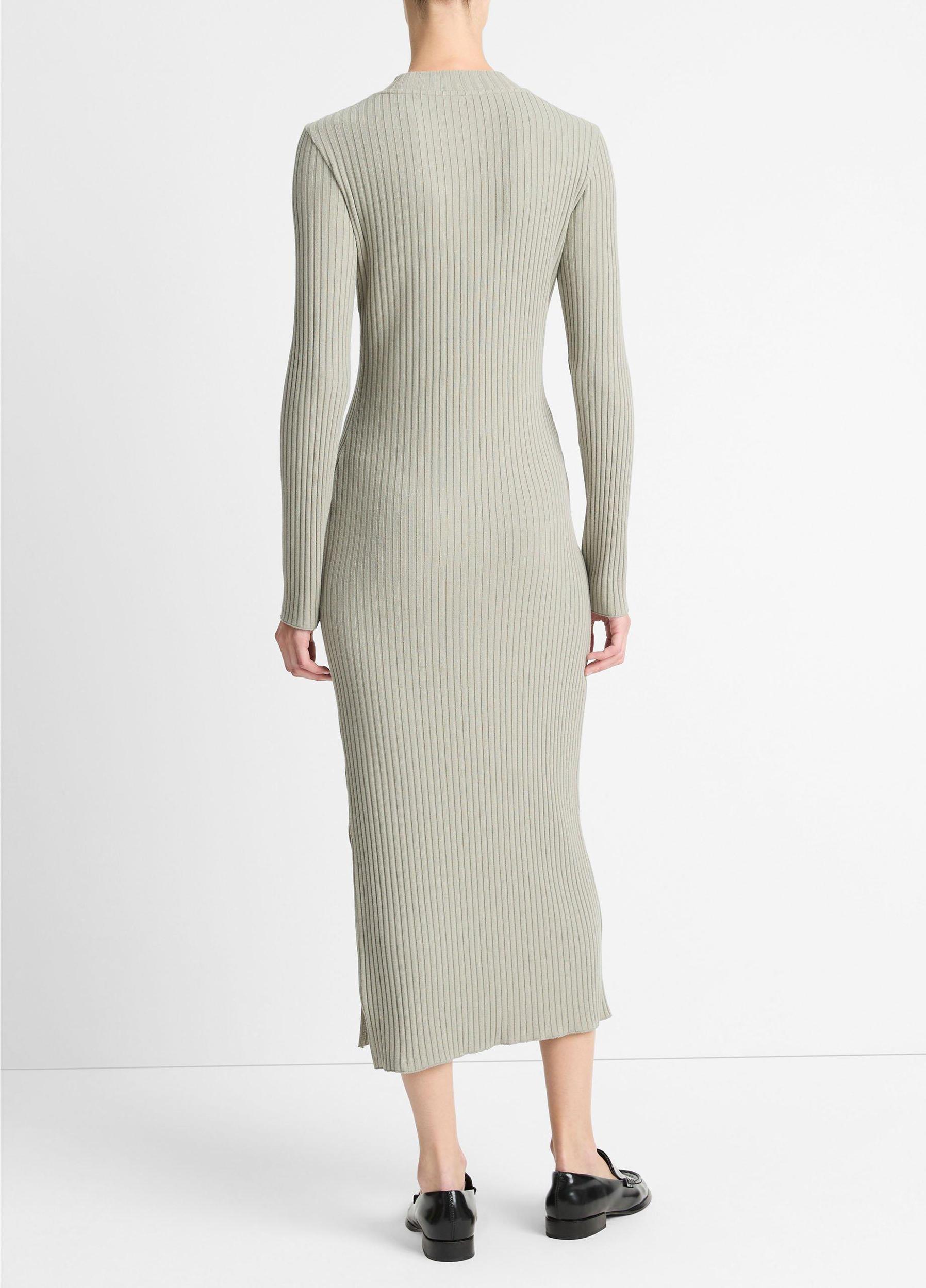 Ribbed Cotton-Blend High-Neck Dress Product Image