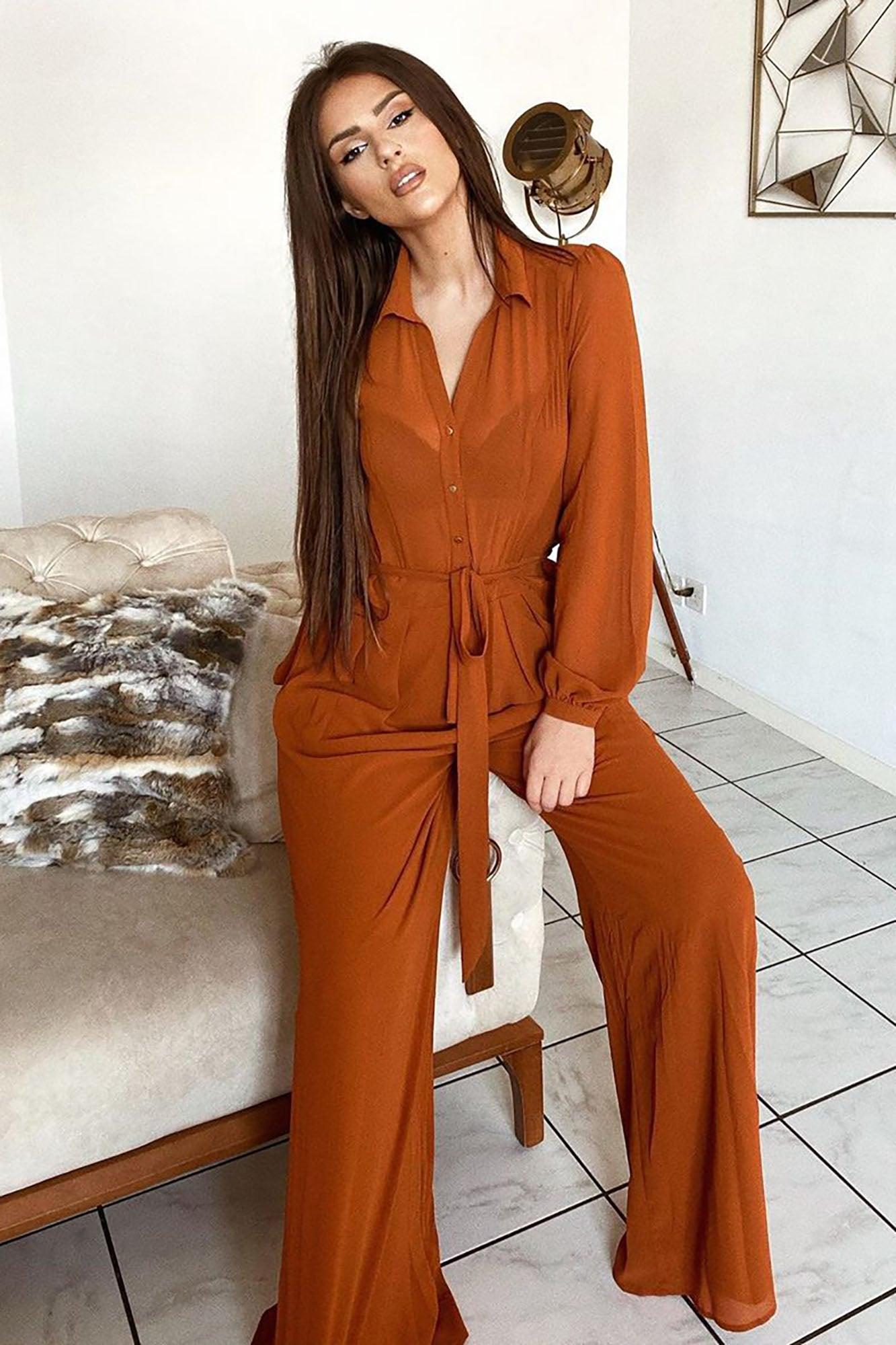 Like Me Better Jumpsuit - Cognac Product Image