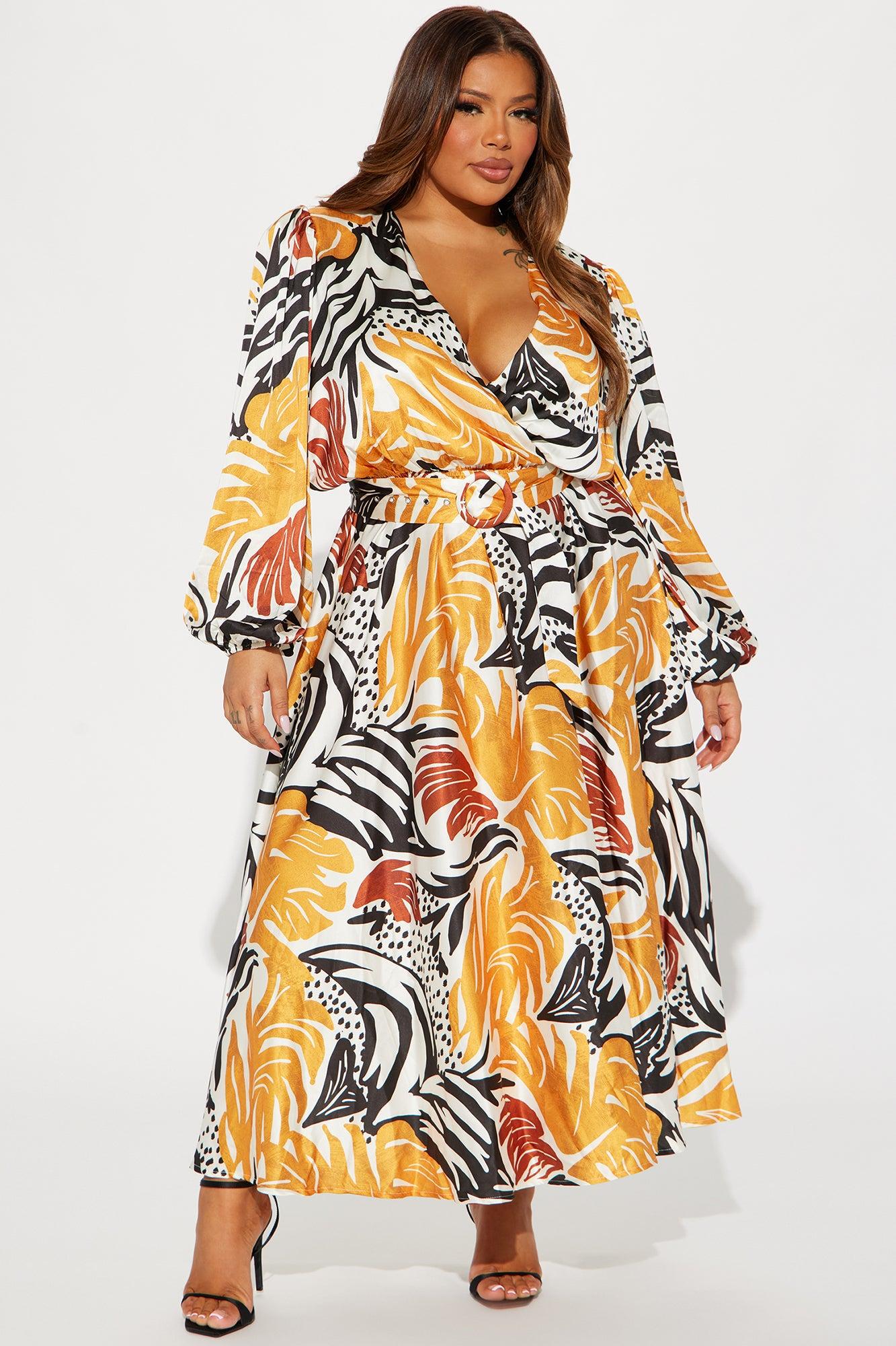 Tahiti Sunset Satin Maxi Dress - Mustard/combo Product Image