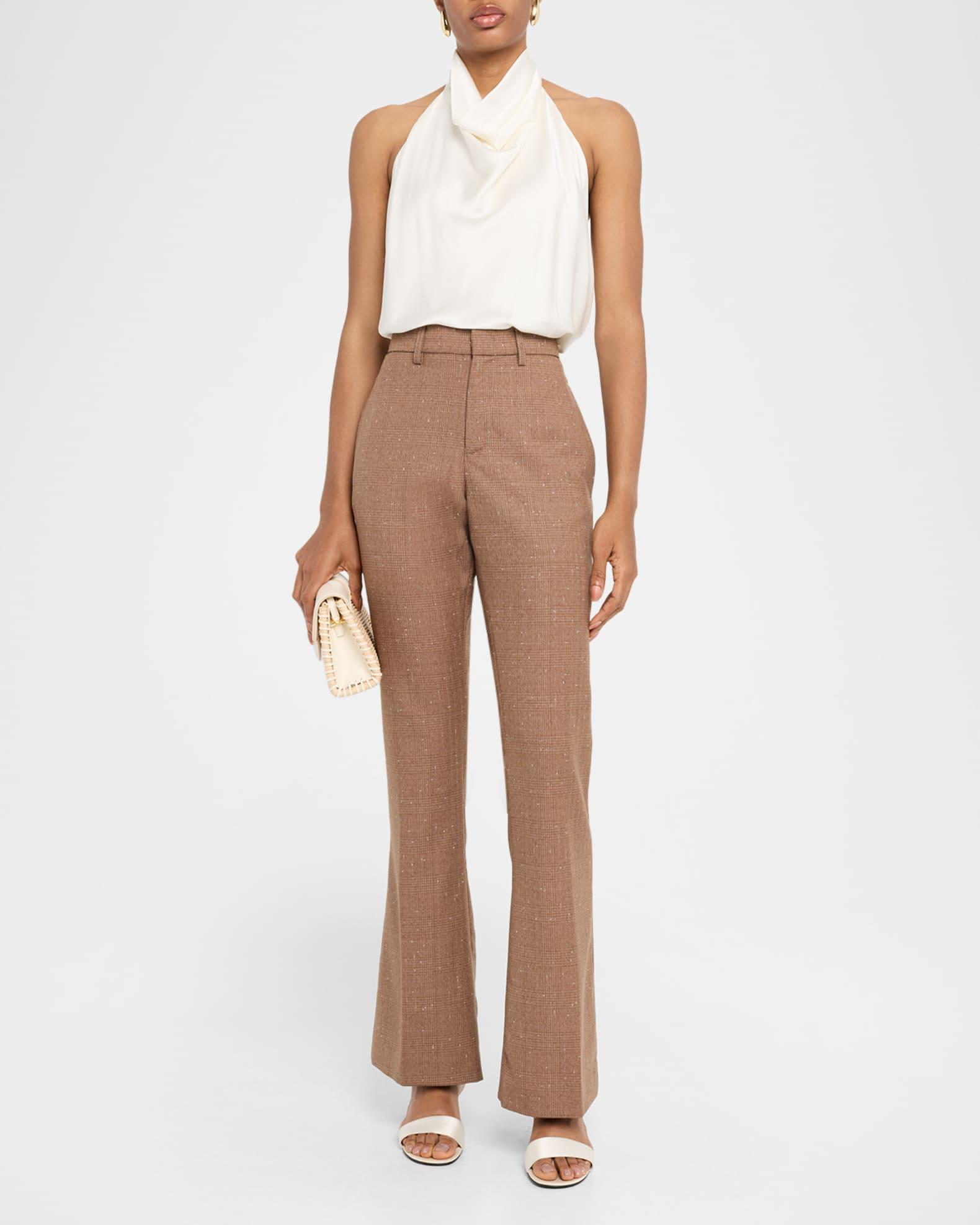 Flare-Leg Plaid Trousers Product Image