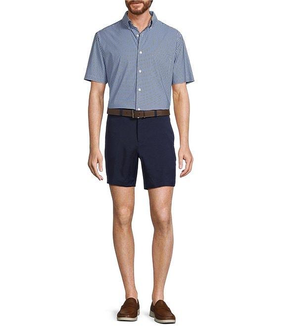Roundtree & Yorke Performance Short Sleeve Twill Gingham Sport Shirt Product Image