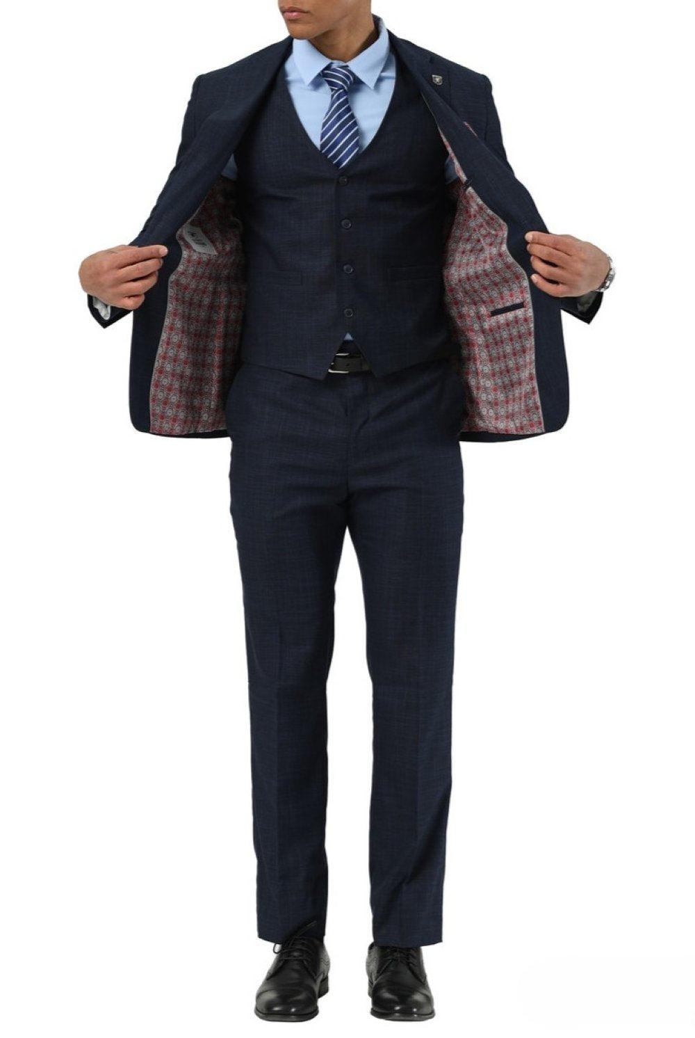 Stacy Adams - 3 Piece Hybrid Fit Notch Lapel Suit in Navy Product Image