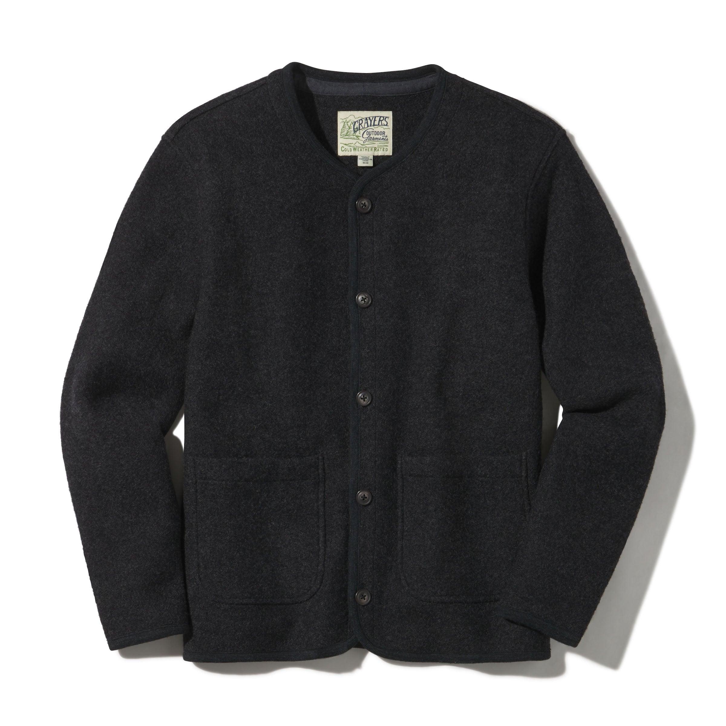 Burnham Knitted Boiled Wool Liner Jacket - Charcoal Product Image