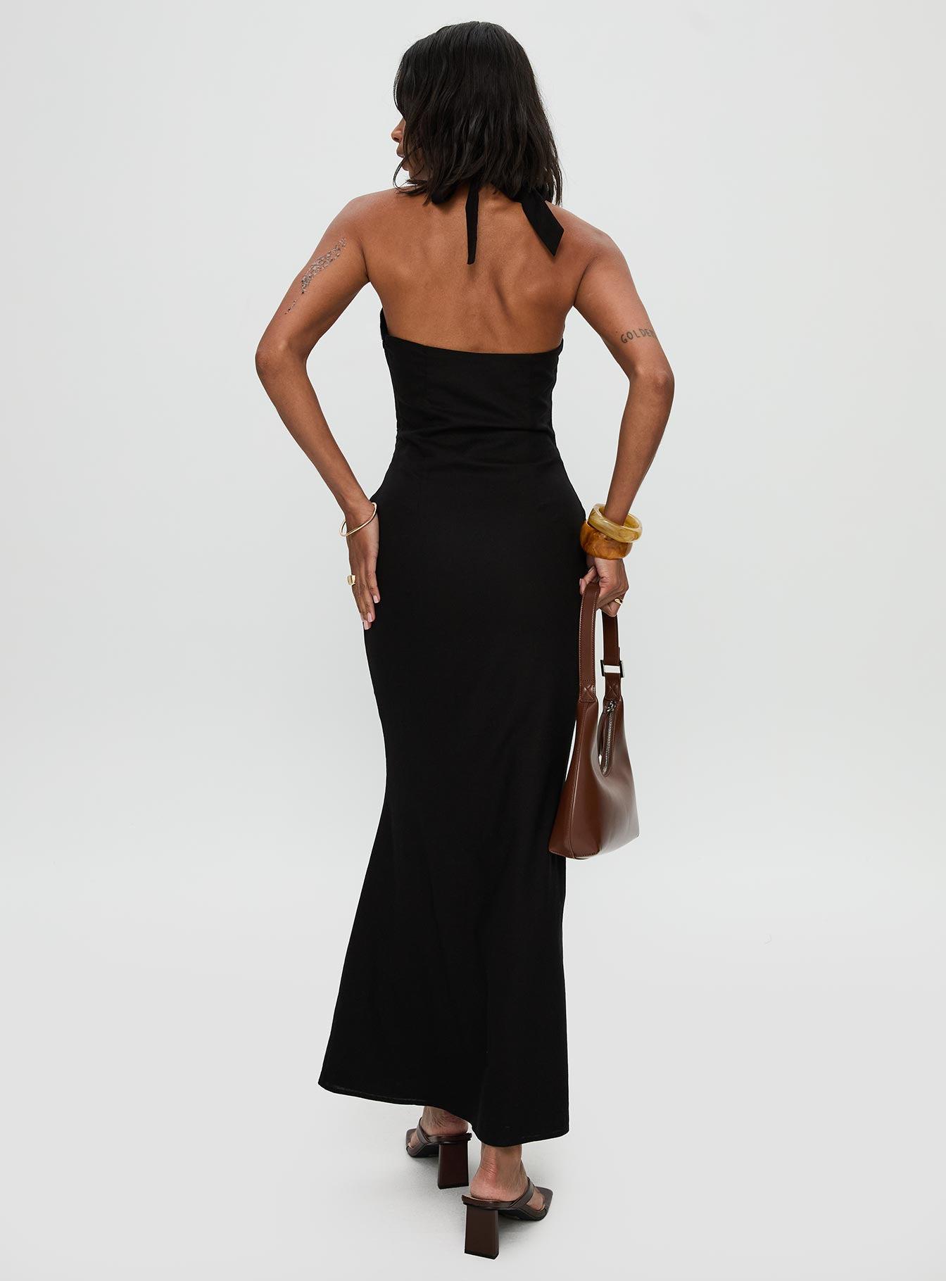 Rapture Halter Maxi Dress Black Product Image