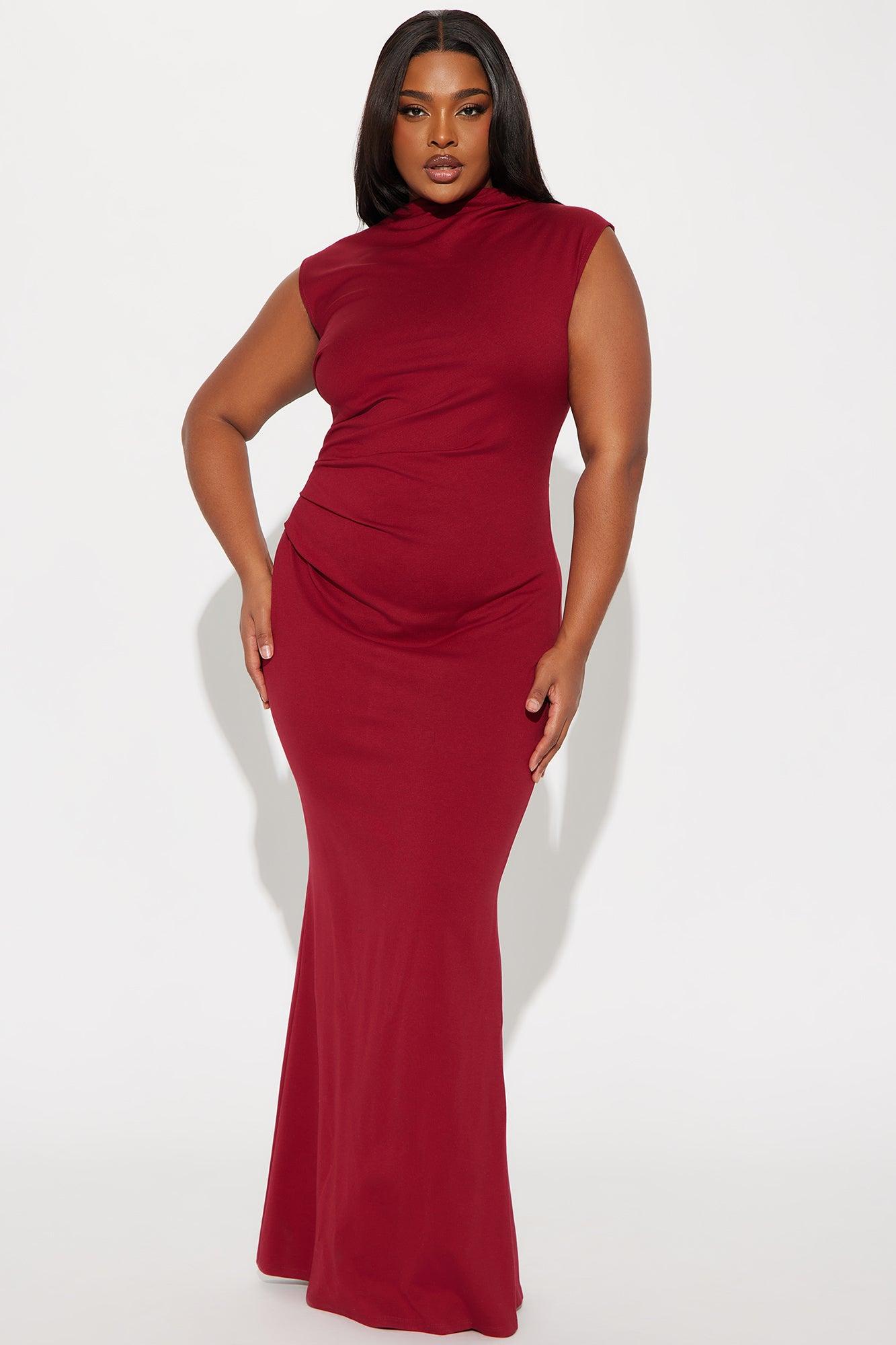 Stella Ponte Maxi Dress - DarkRed Product Image