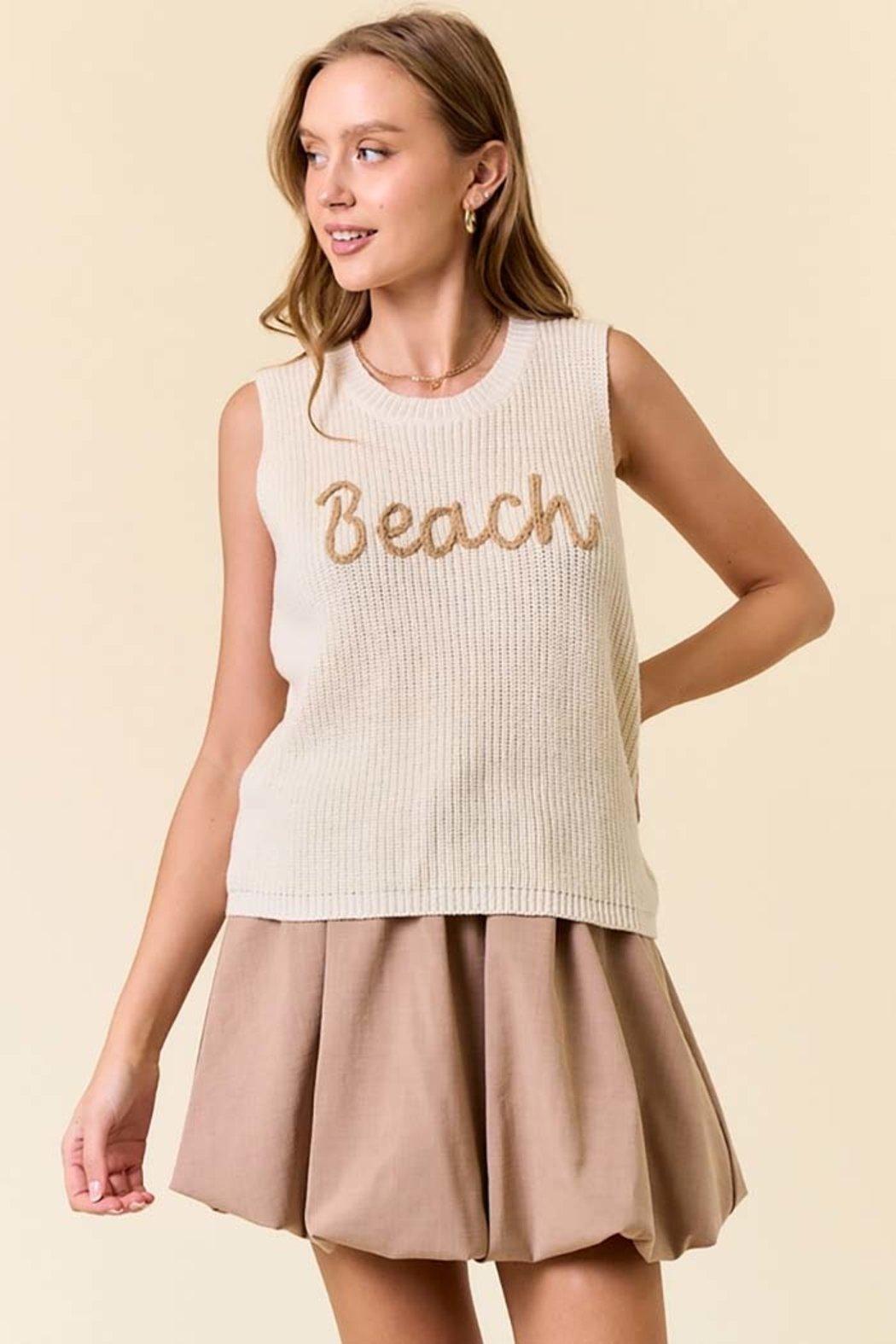 Round Neck Beach Sweater Tank Top Product Image