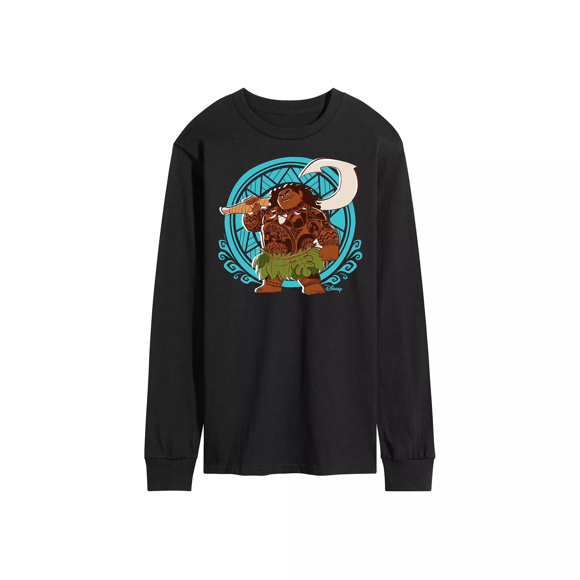 Disney's Moana Men's Maui Pattern Long Sleeve Graphic Tee,  Product Image