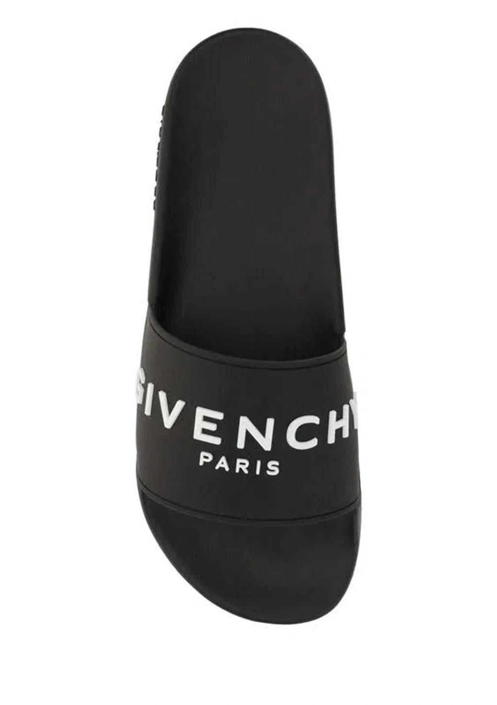 Black Logo-Print Pool Slides Product Image